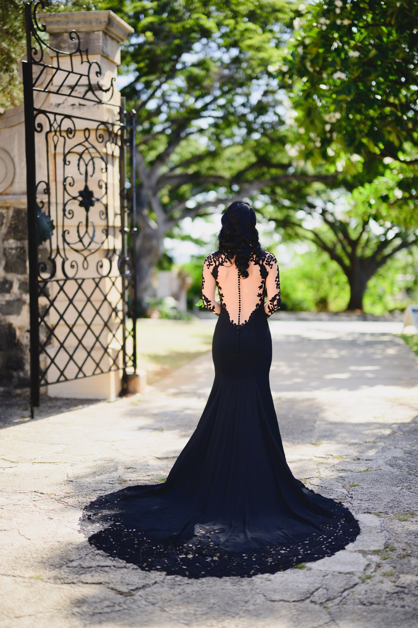 Gothic Black Satin Wedding Dresses Long Sleeve Lace Appliques Bridal Ball  Gown | eBay